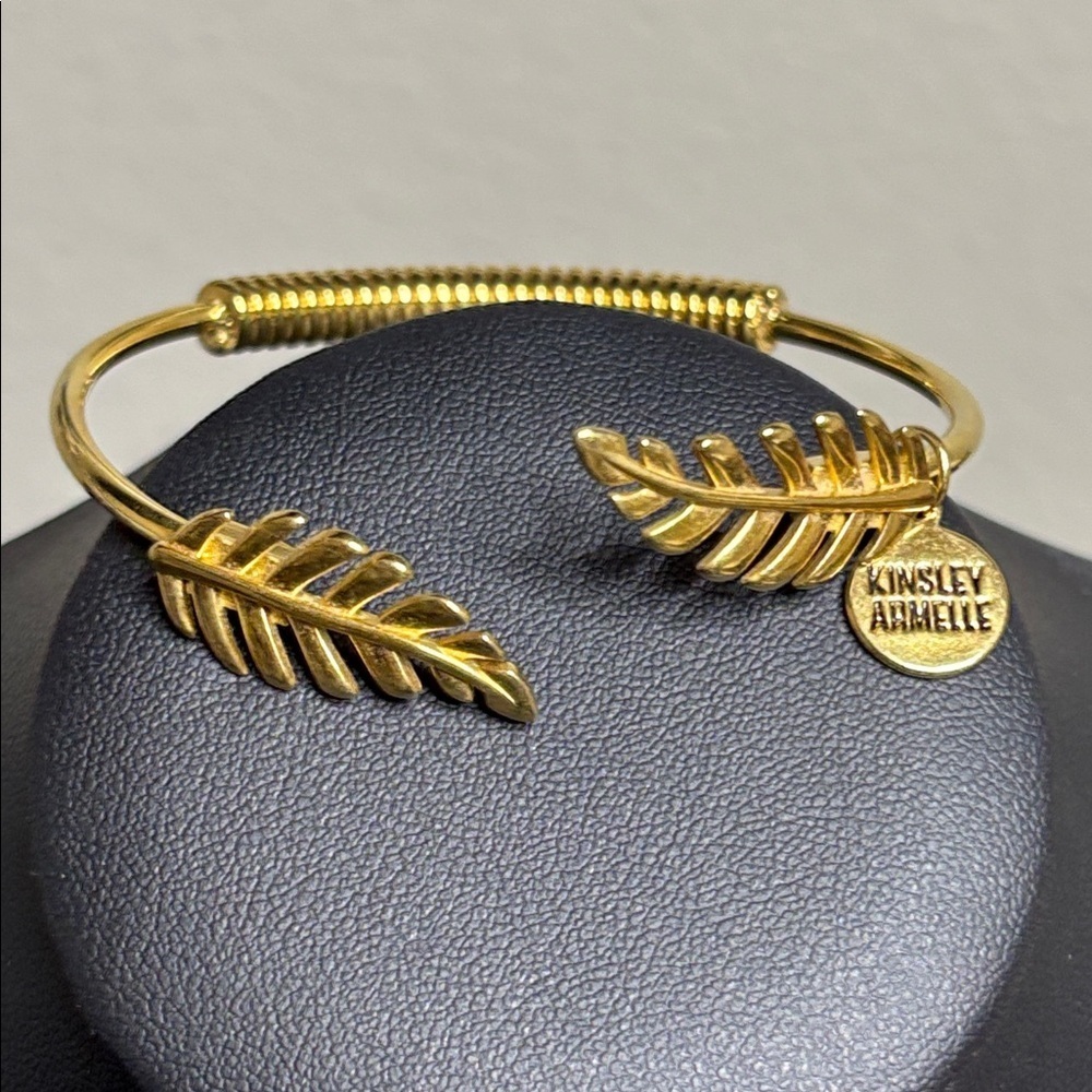 Kinsley Armelle Goddess Collection Laurel Leaf Gold Tone Cuff Bracelet
